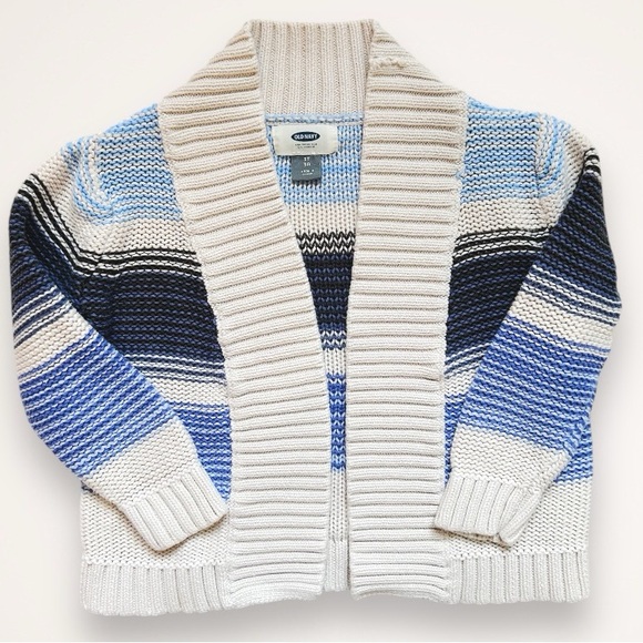 Old Navy Blue Striped Open Front Cardigan Sweater 3T - Picture 3 of 4